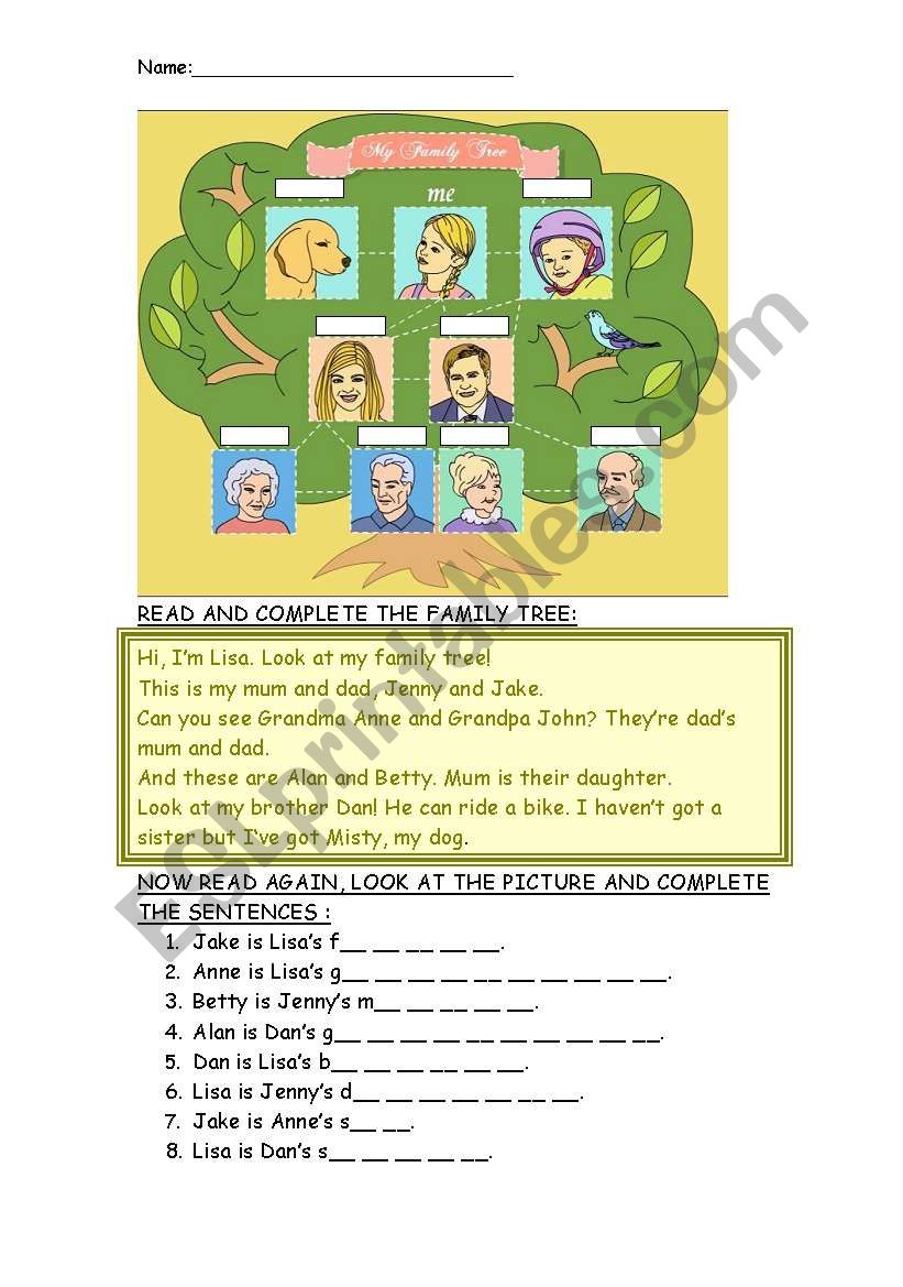 My family tree worksheet