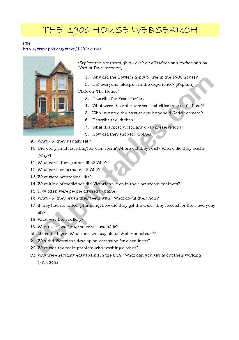 The 1900 house websearch worksheet