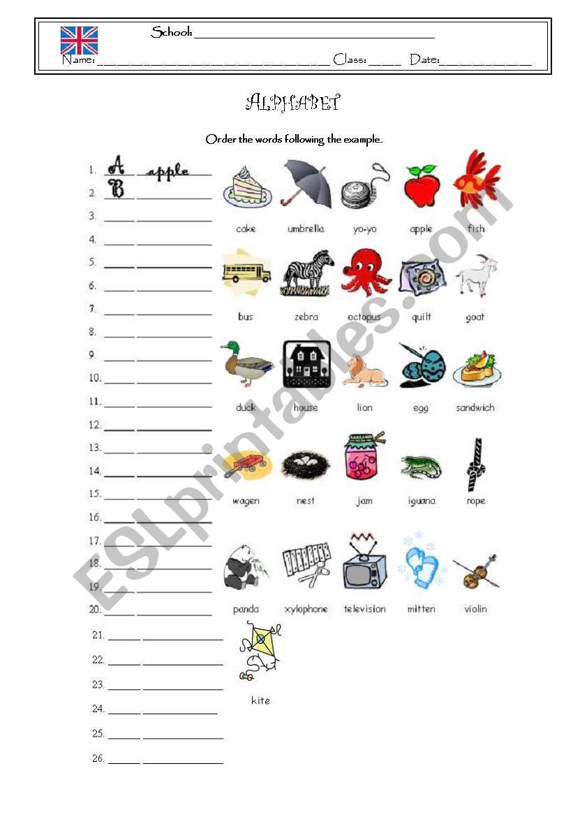 alphabet worksheet