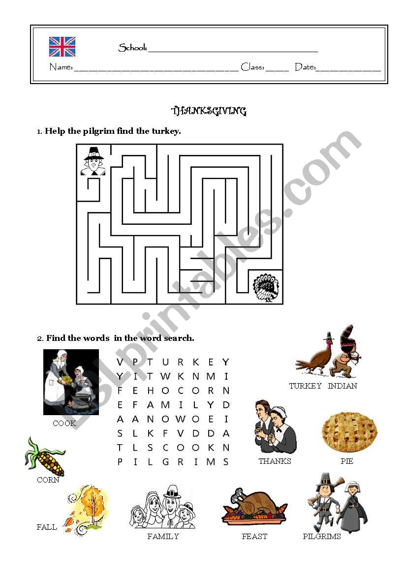 Thanksgiving worksheet