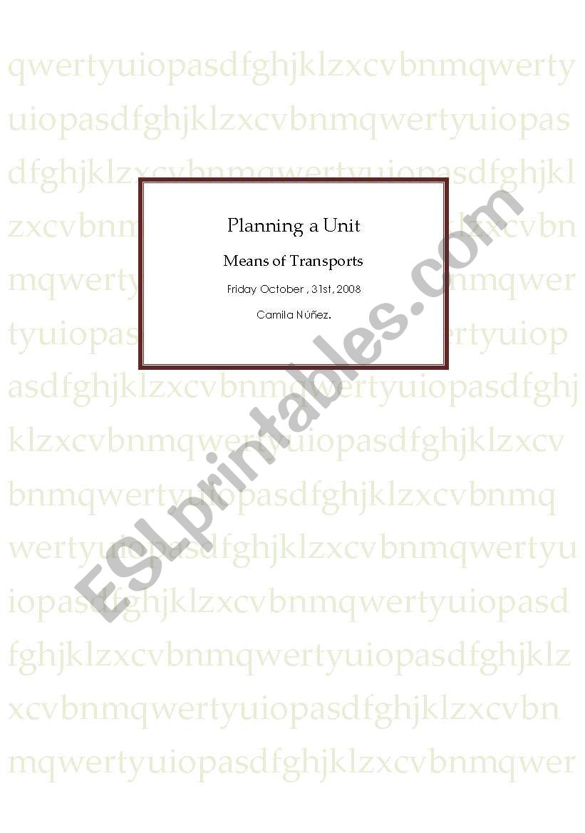 planning a unit worksheet