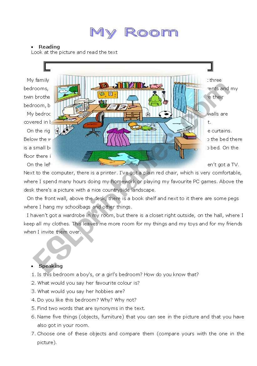 Project: My Room worksheet