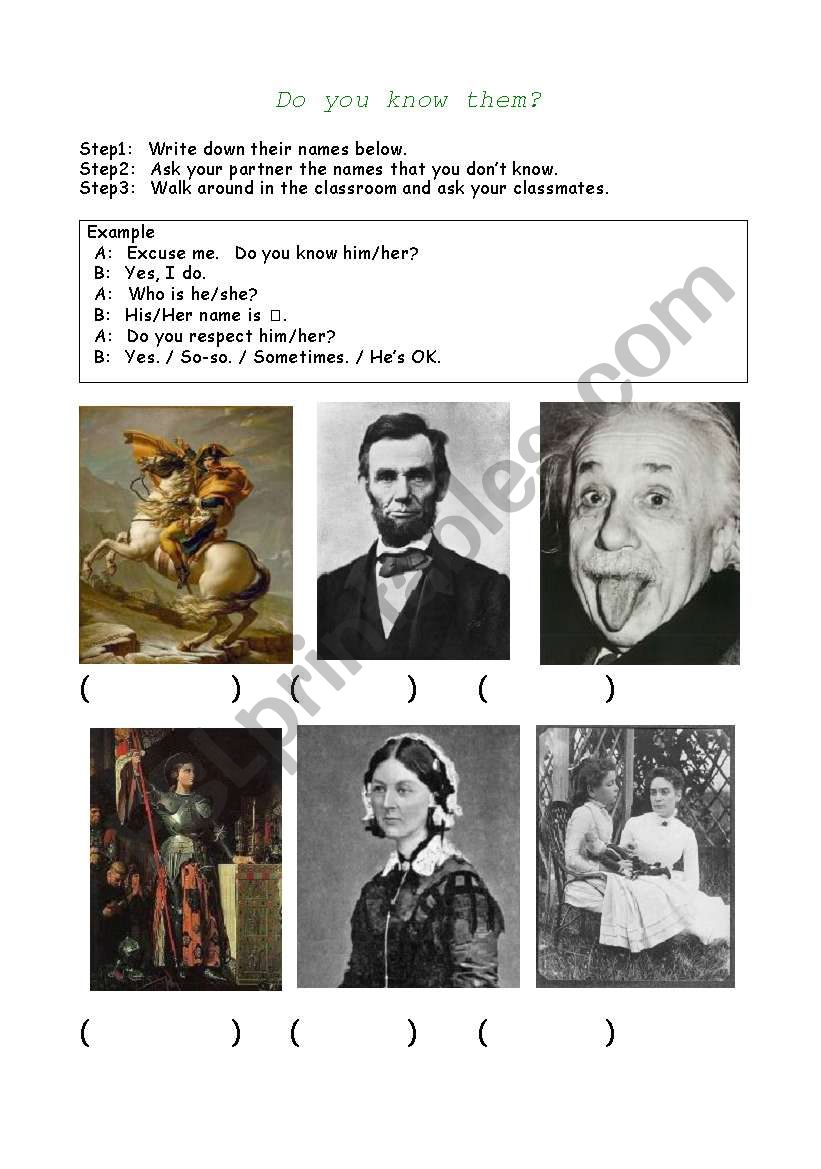 Do you know them? worksheet