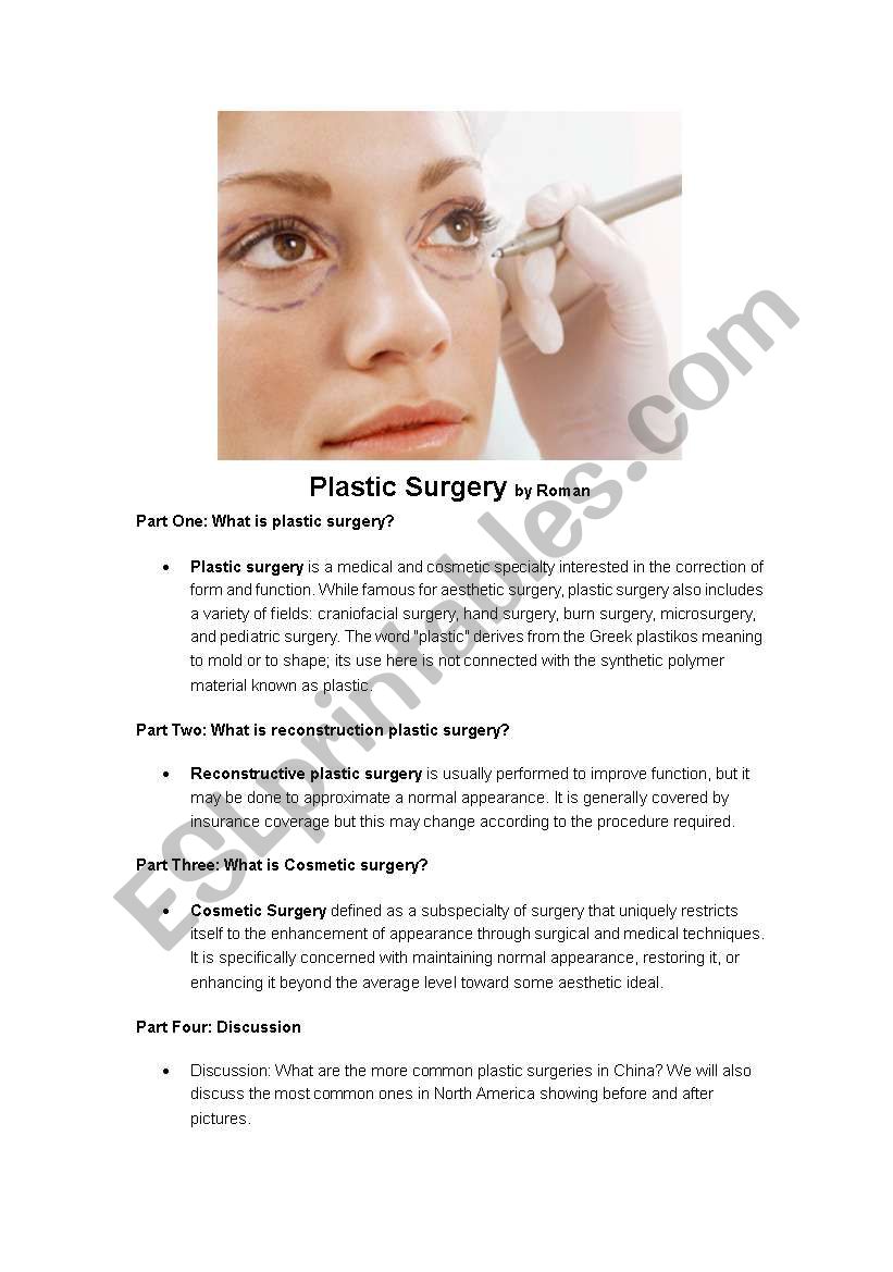 plastic surgery worksheet