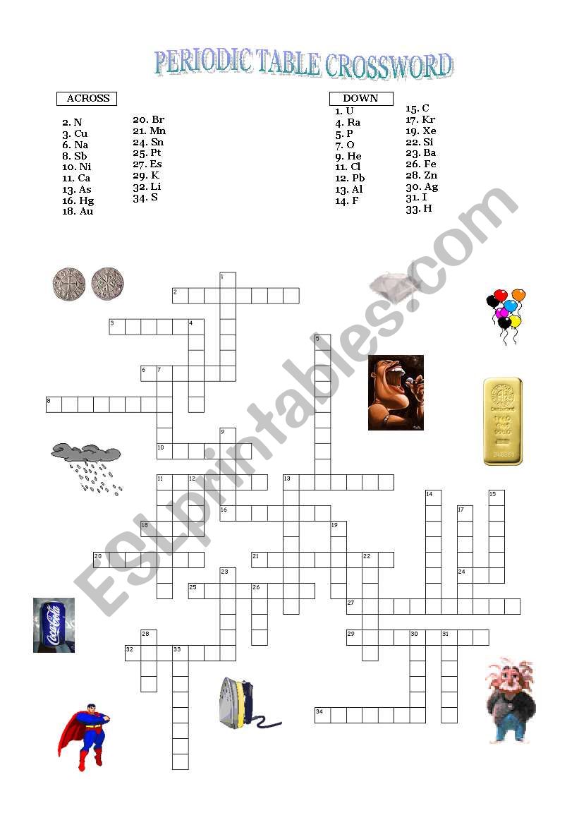 Periodic Table Crossword worksheet