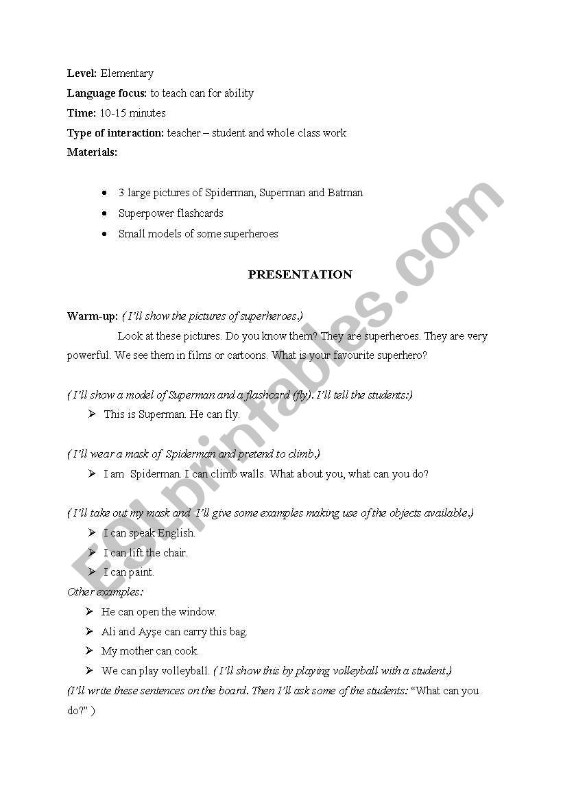 can for ability worksheet