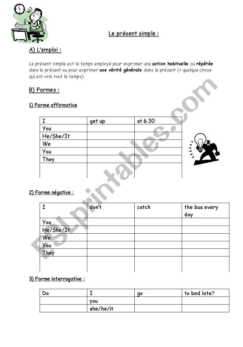 The simple present tense + different exercises