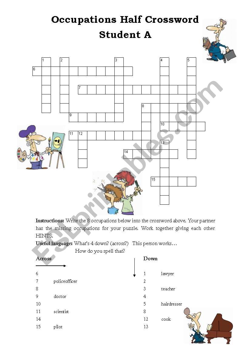 Half Crossword-Occupations (Pairwork)