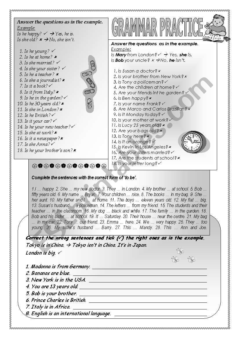 GRAMMAR AND SPEAKING PRACTICE FOR Â´TO BEÂ´