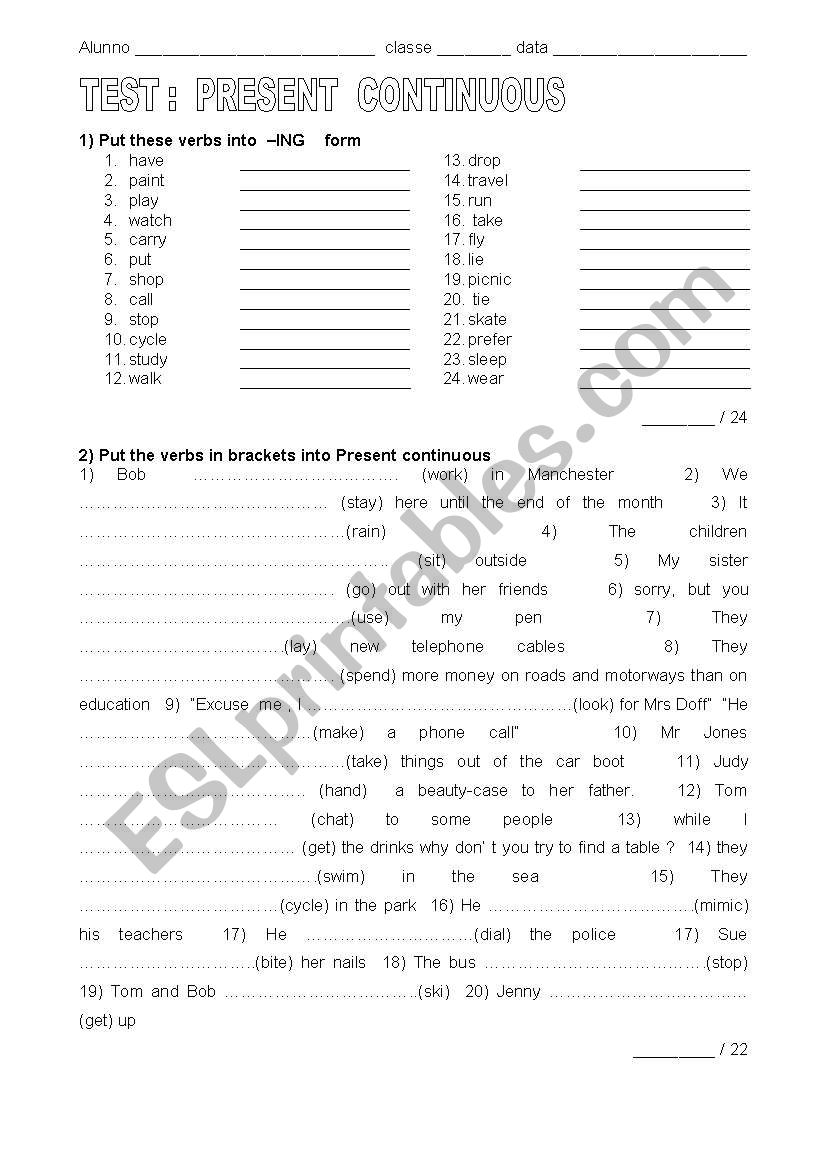 present continuous exercises worksheet