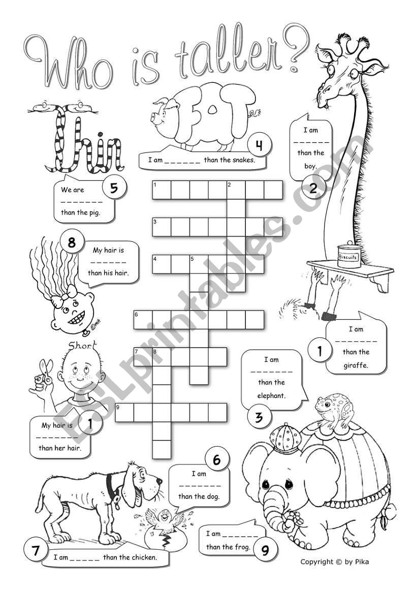 Who is taller? worksheet