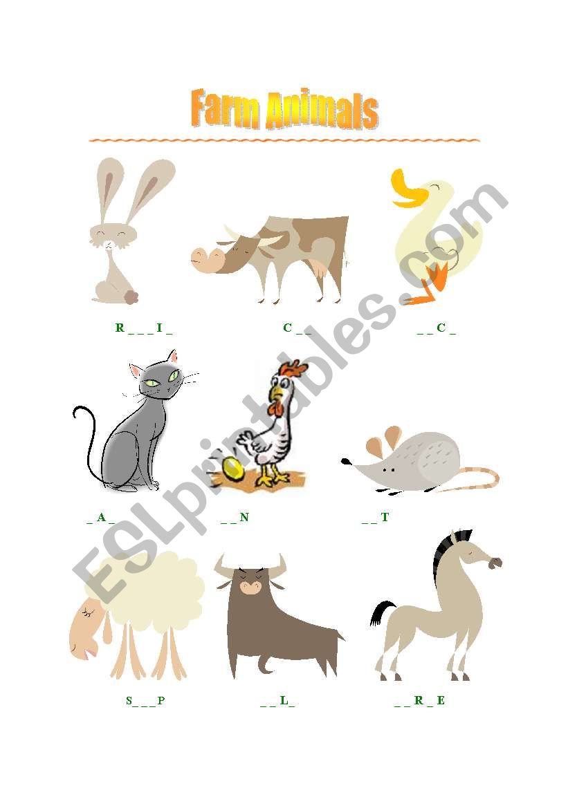 Farm animals - exercise worksheet