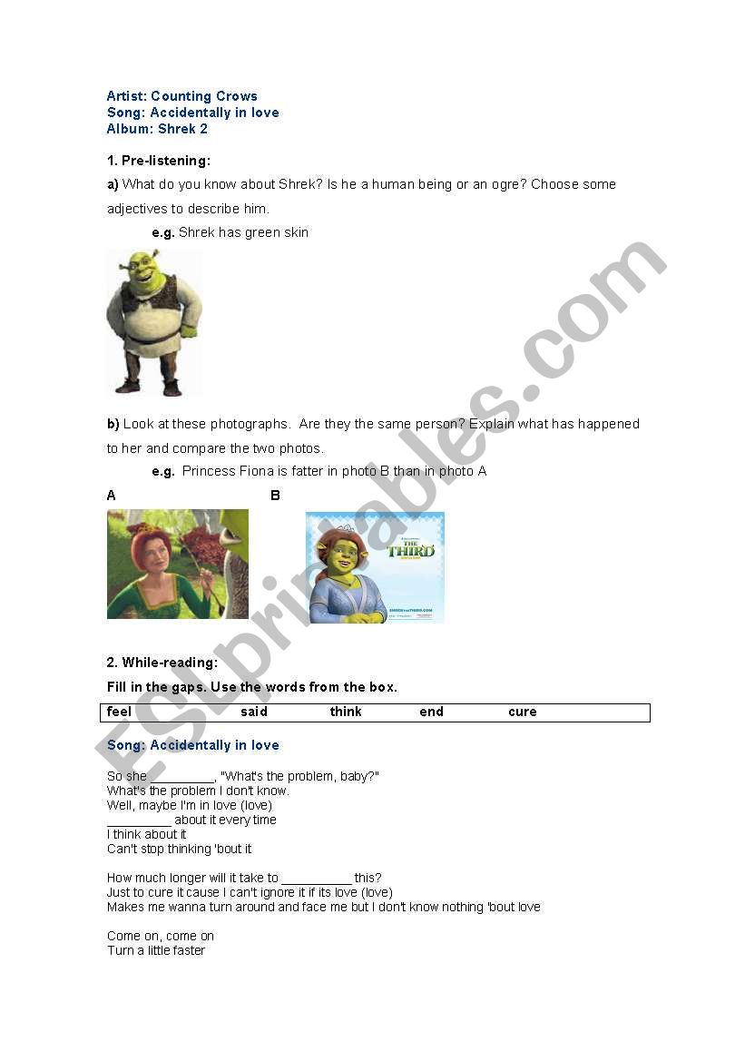 Shreck worksheet