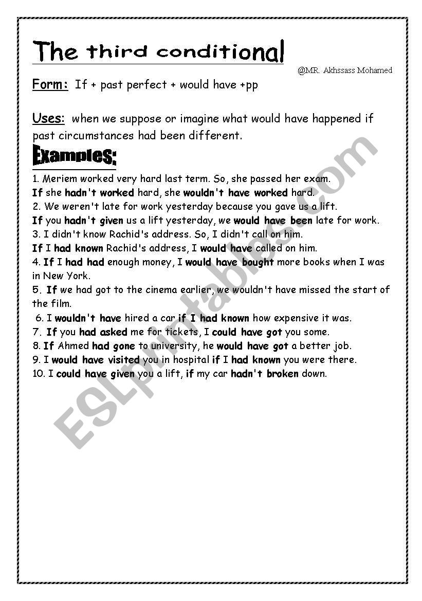 Conditional type 3 worksheet