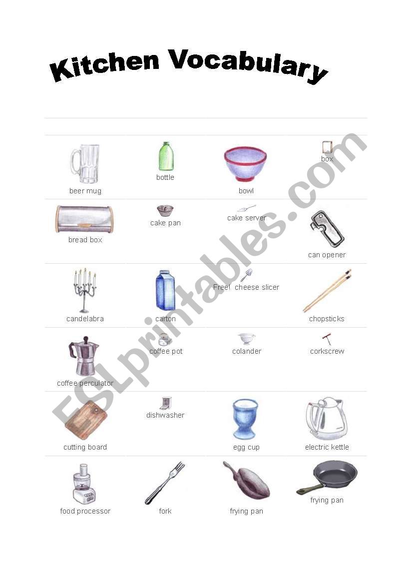 Kitchen Vocabulary worksheet