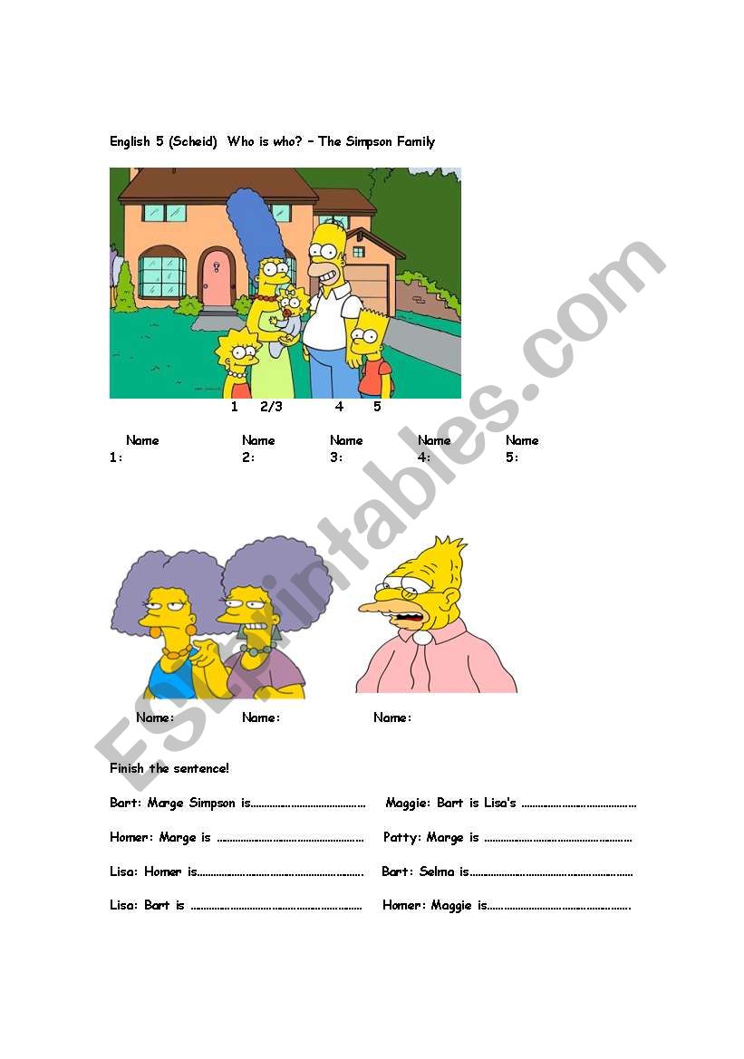 Its all in the family worksheet