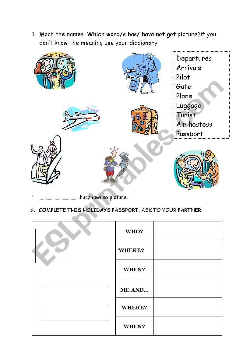 holidays worksheet