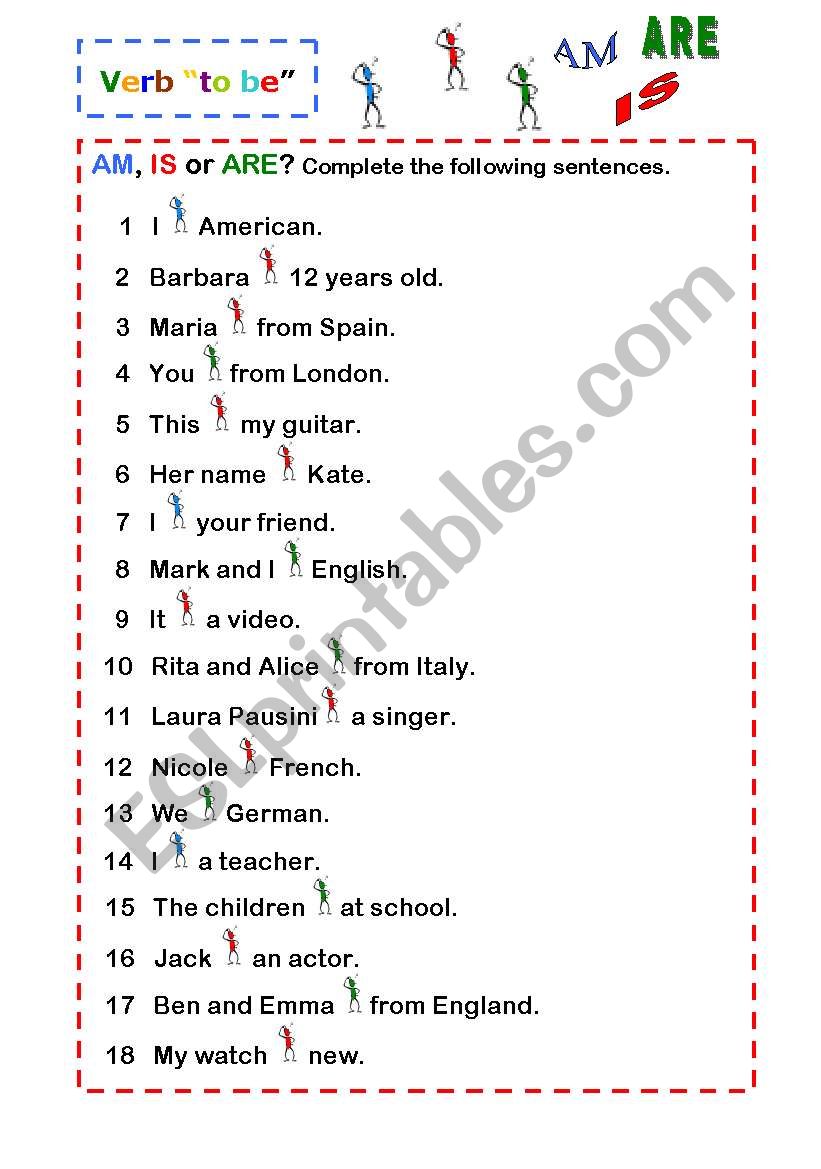 TO BE worksheet