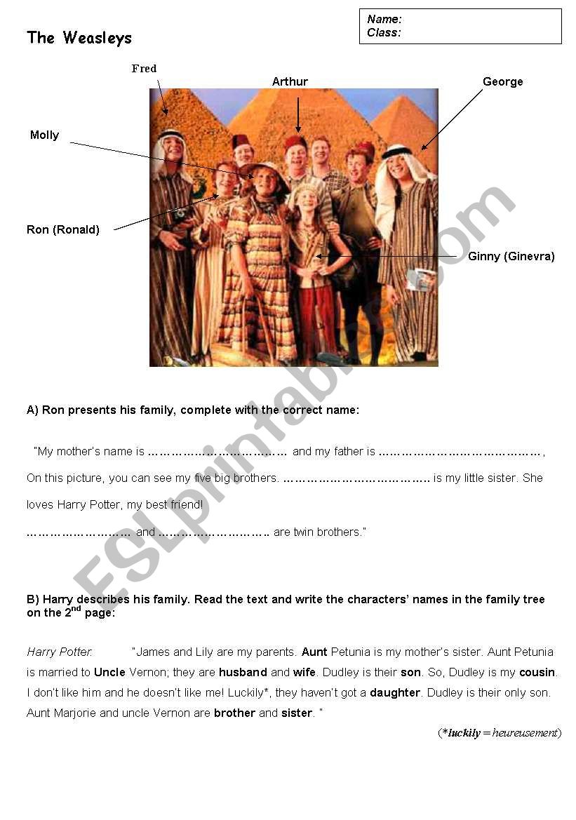 Family Tree part1 worksheet