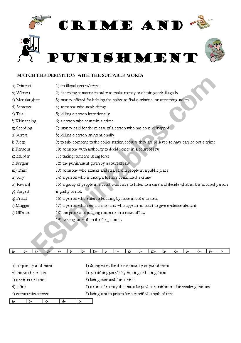 crime and punishment worksheet