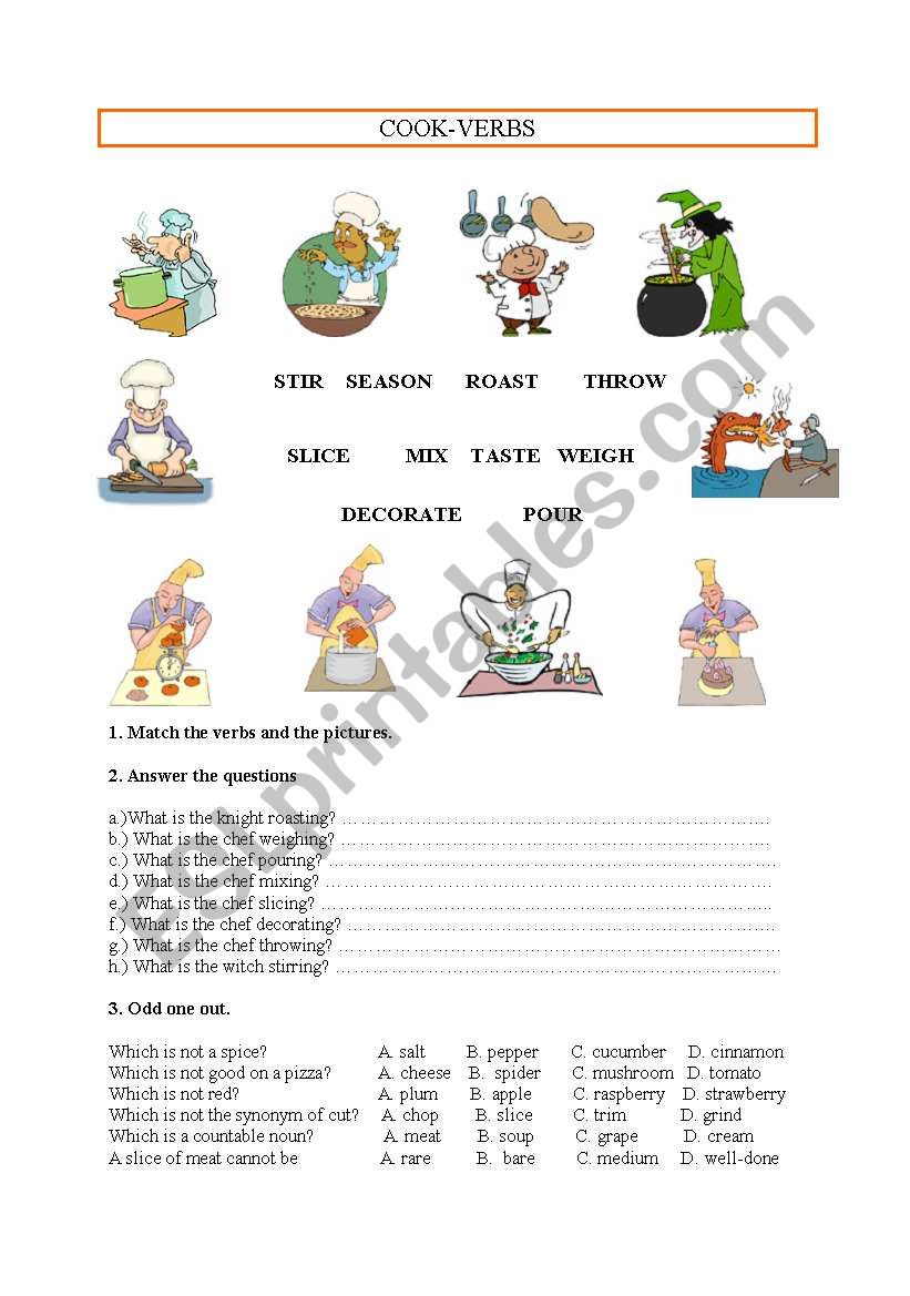 COOK -VERBS worksheet