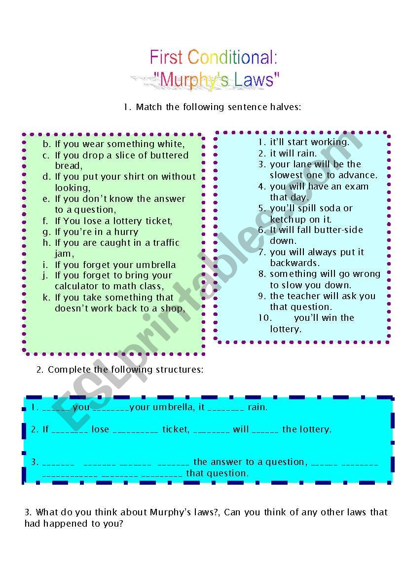 First Conditional with Murphys Laws