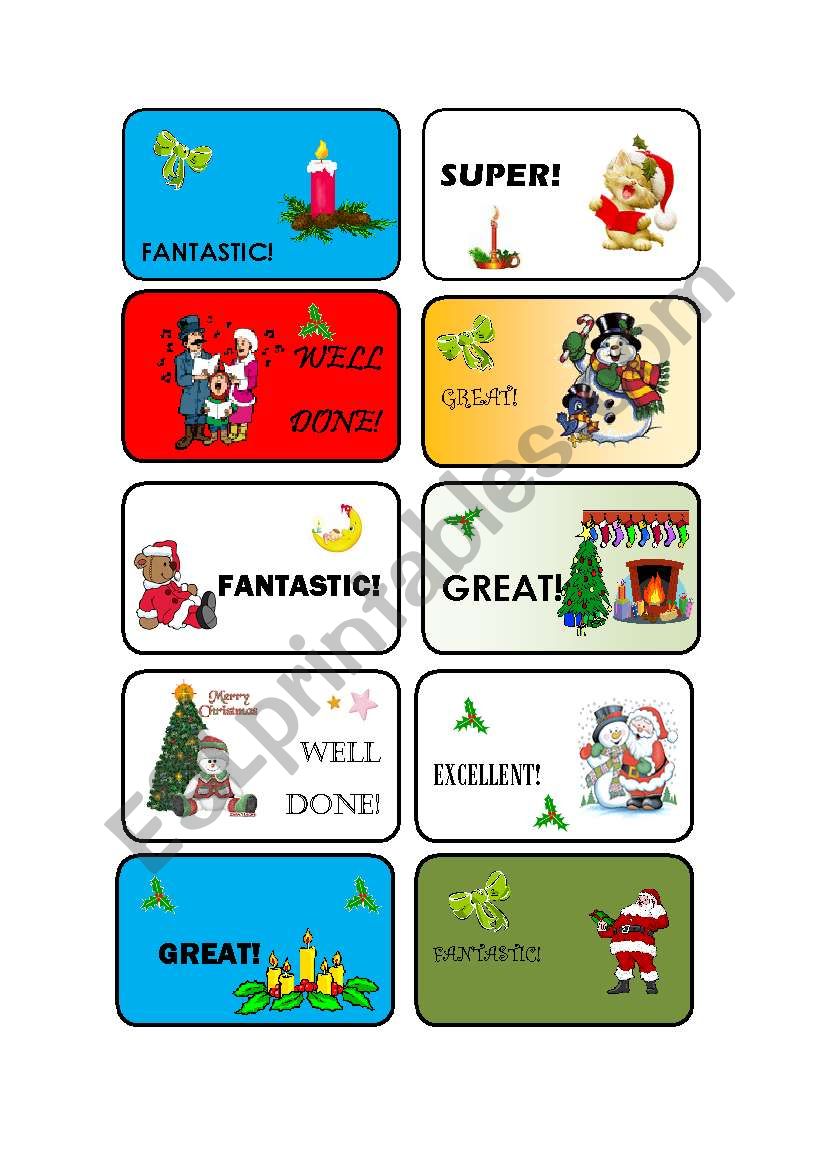 Christmas rewards worksheet