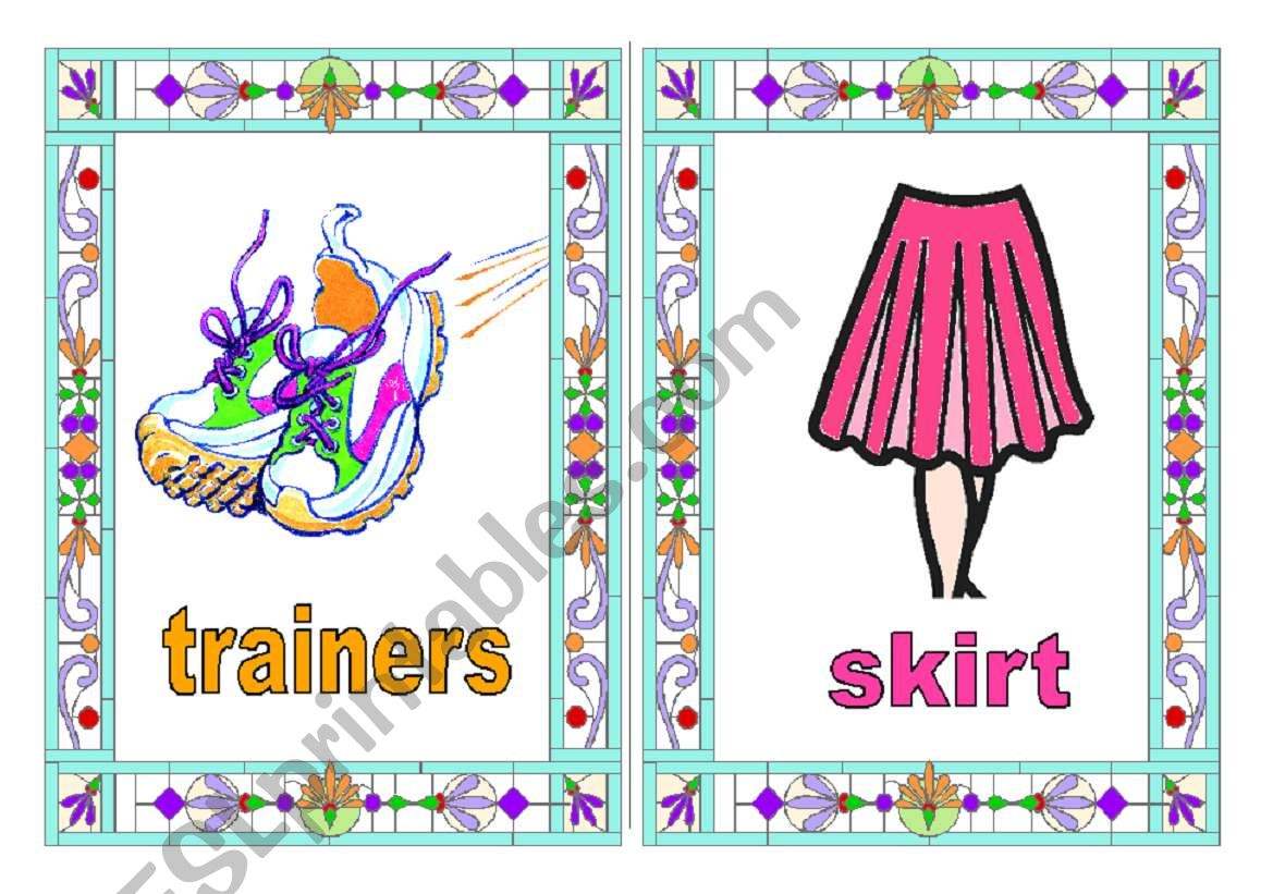 Flashcards 1/5  trainers - skirt