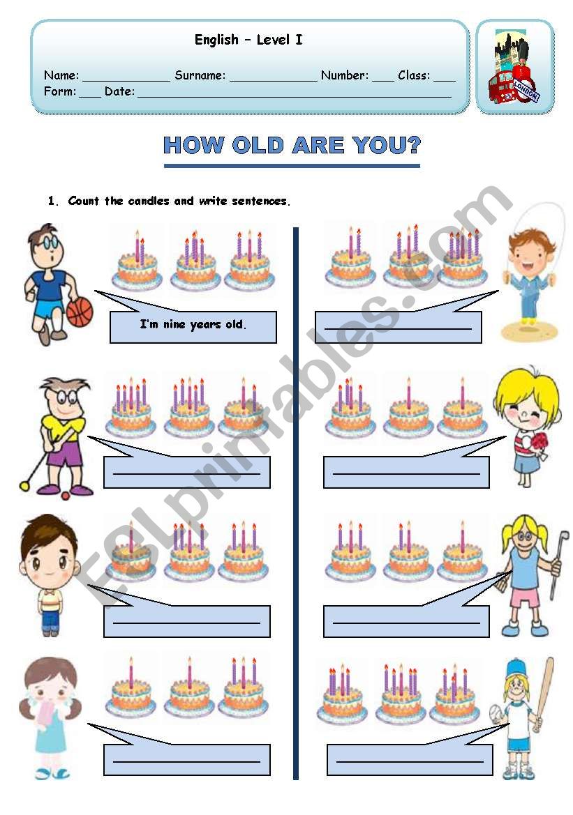 HOW OLD ARE YOU worksheet