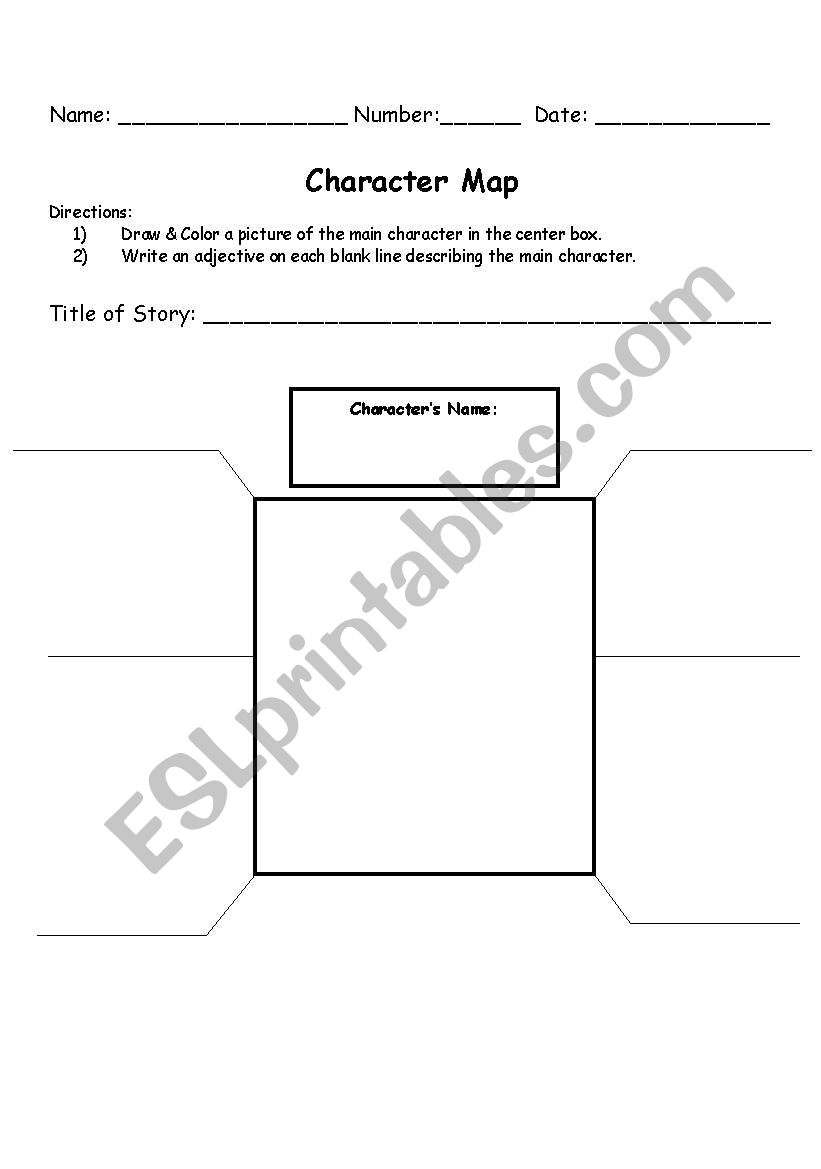Character Map worksheet