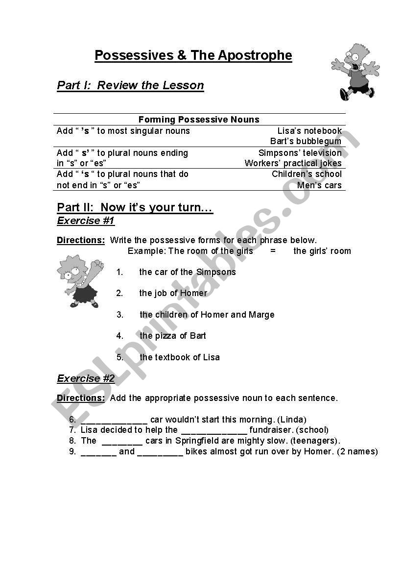 Possessive Nouns worksheet