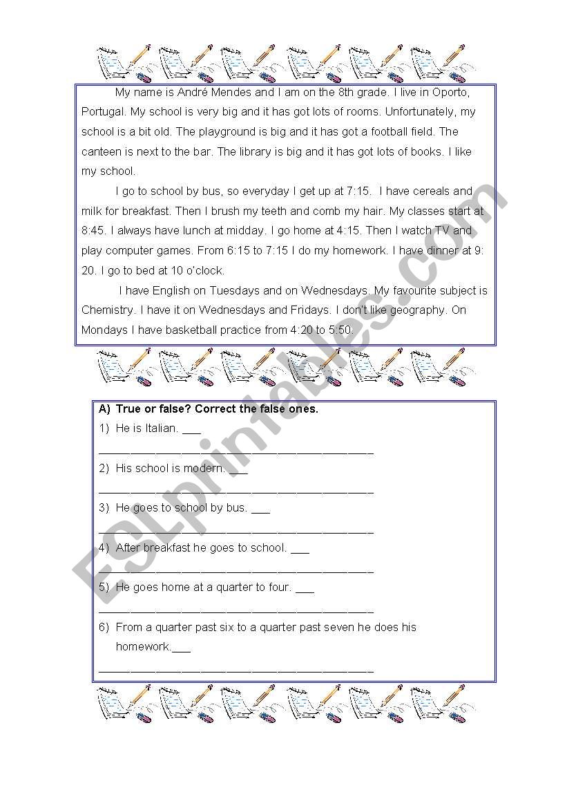 School worksheet