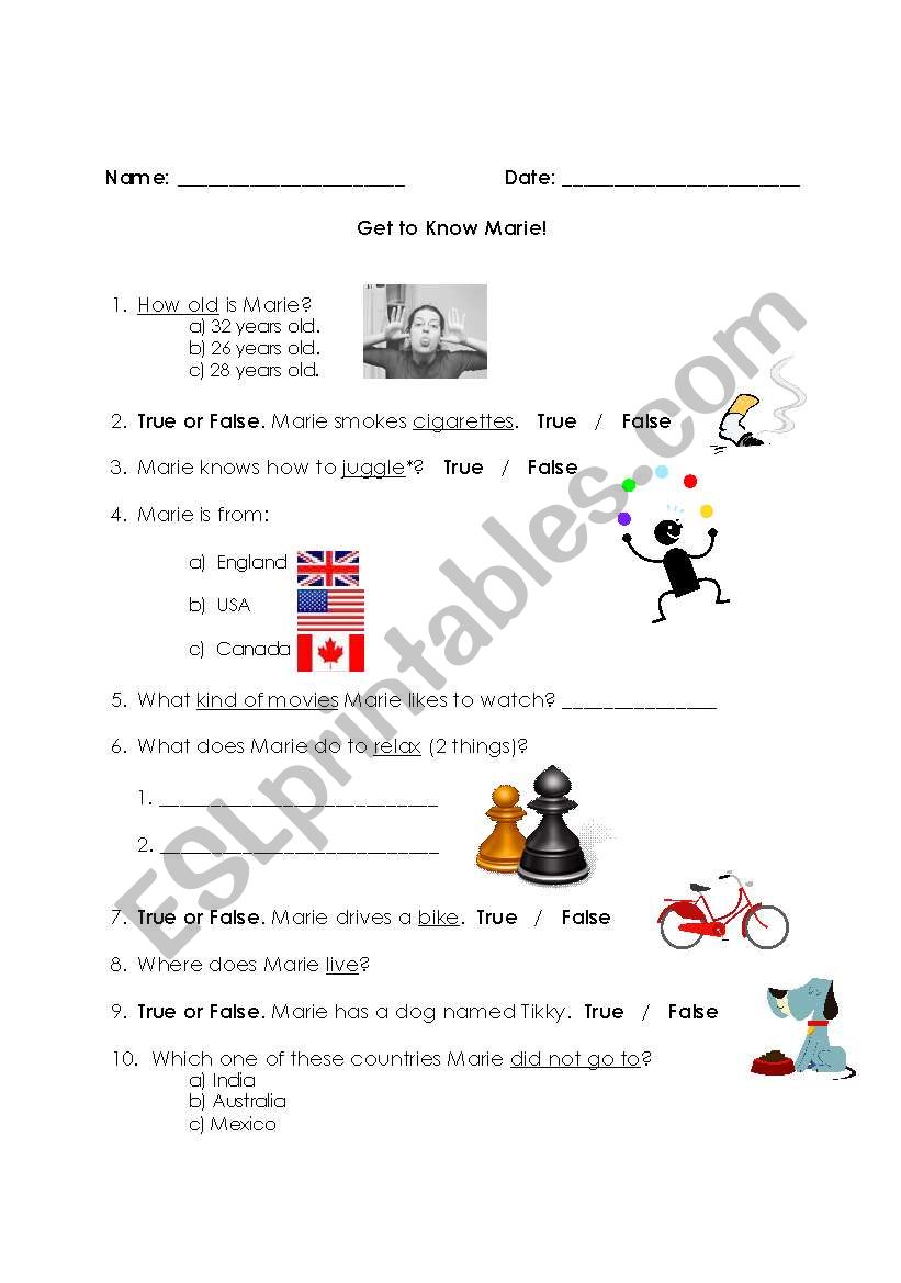 Get to know your teacher! worksheet