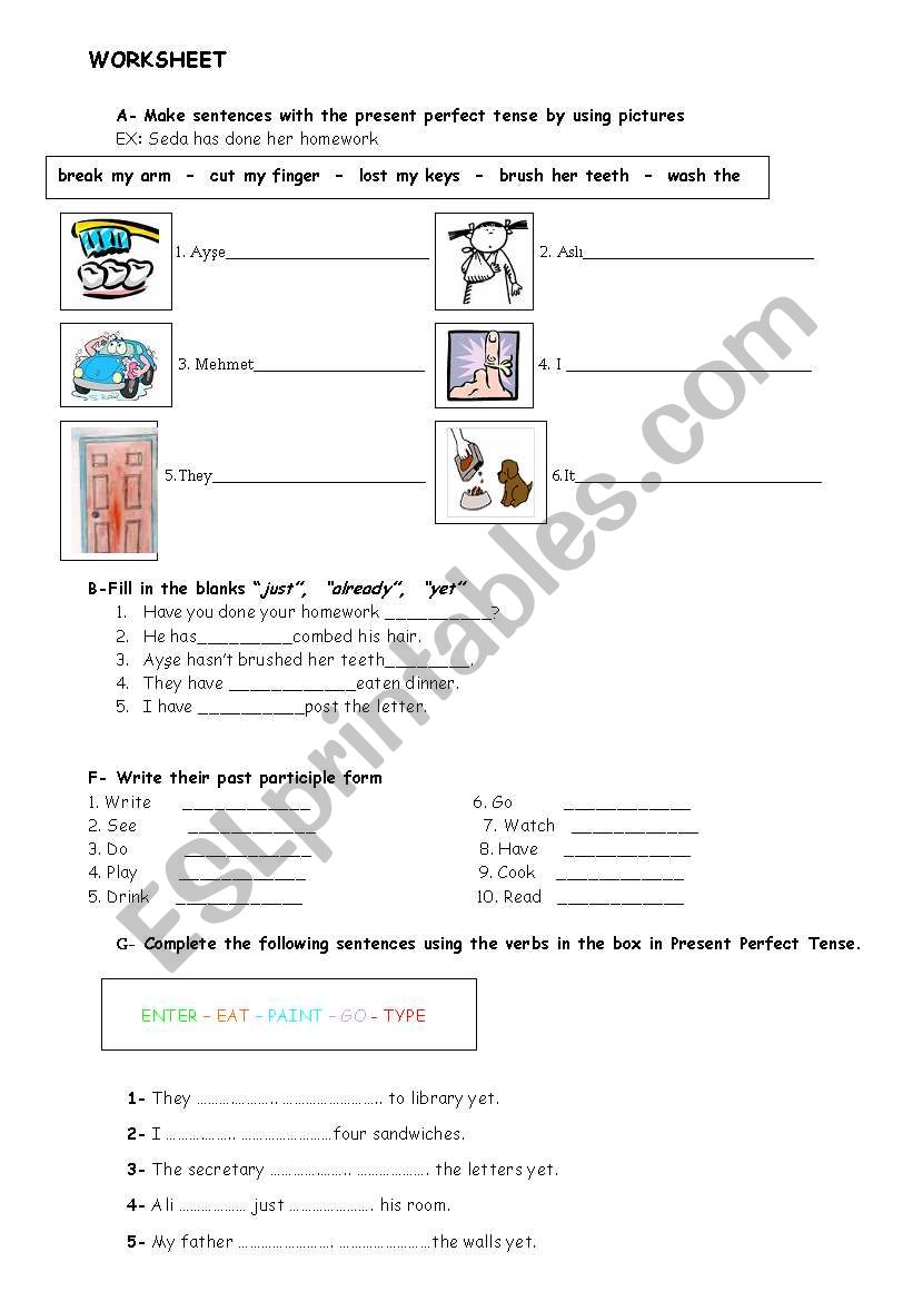 THE PRESENT PERFECT TENSE worksheet