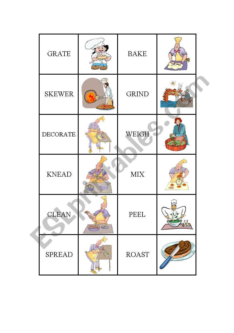 COOK -VERBS   DOMINO   1st part  (you need the 2nd part as well)