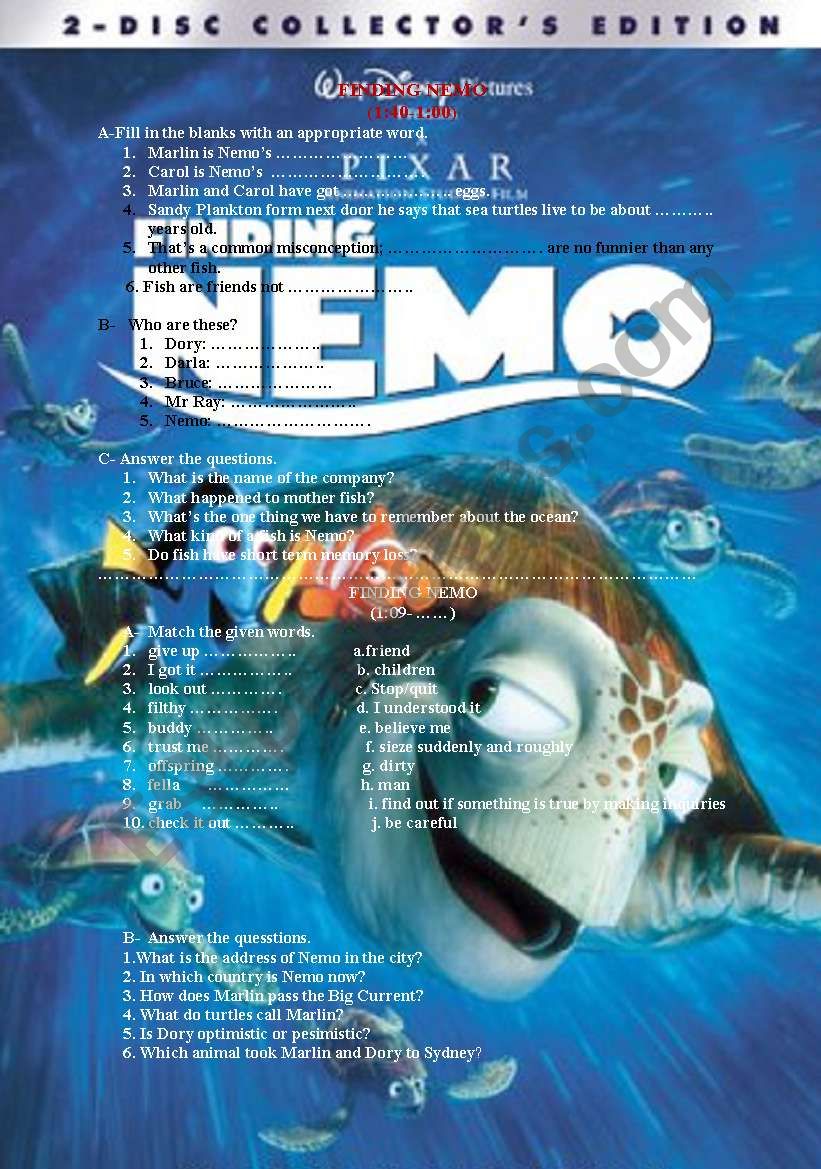 FINDING NEMO (A Clownfish Tale :))) )