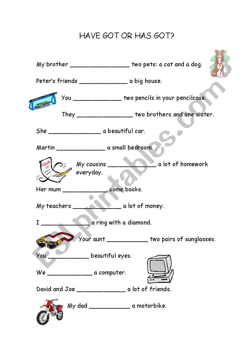 have got - has got worksheet