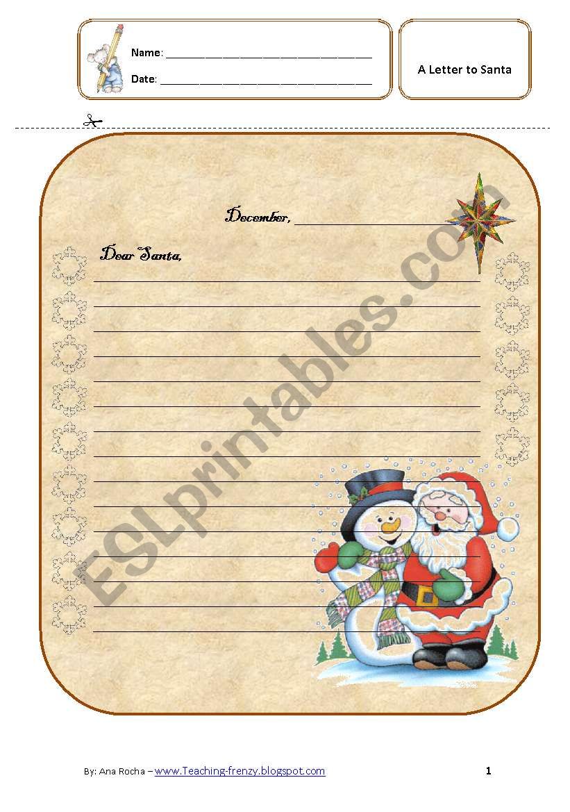 A Letter to Santa worksheet