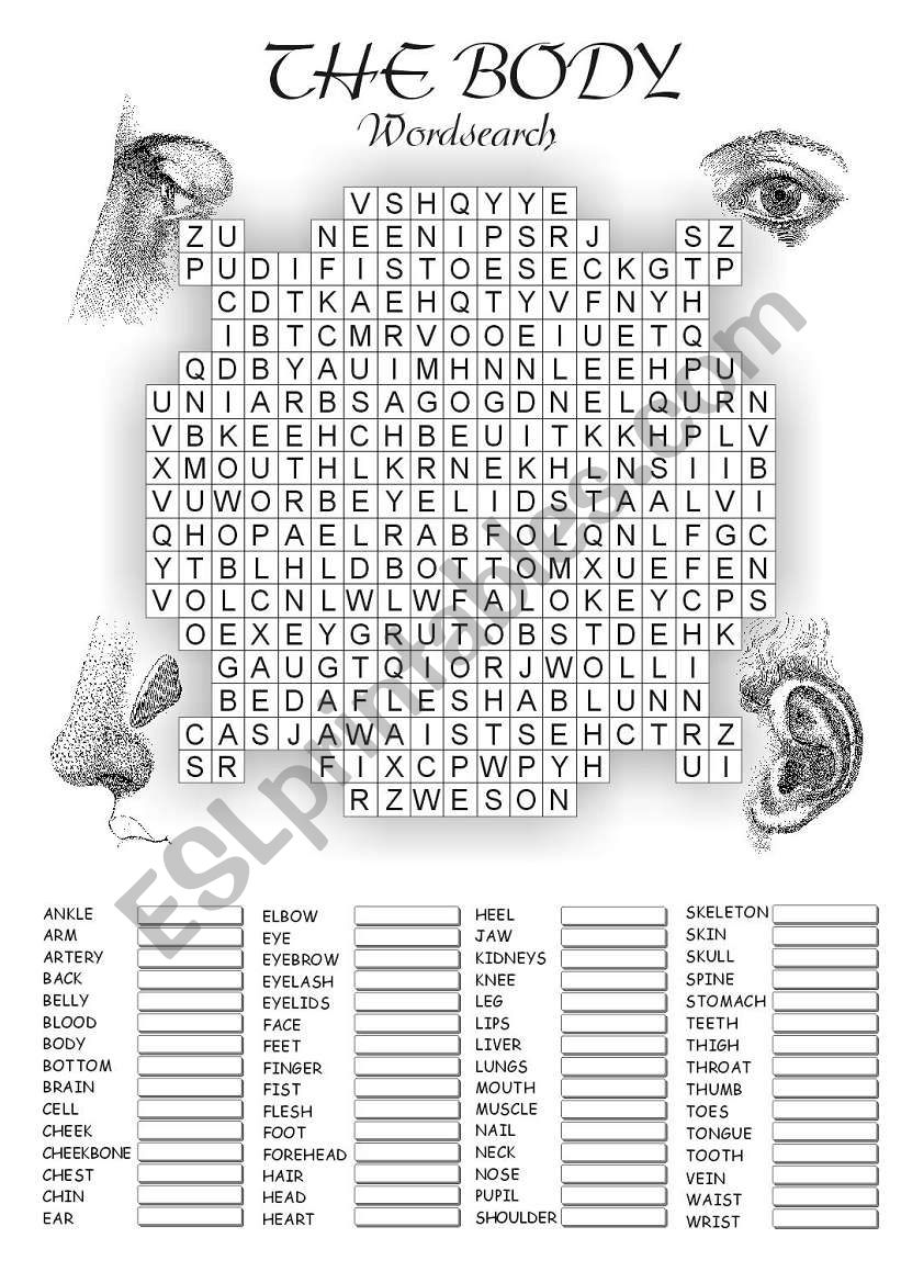 BODY PARTS WORDSEARCH worksheet