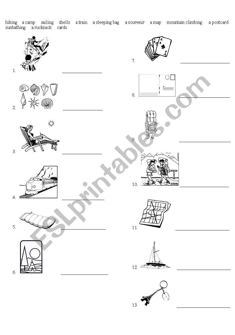 holidays fill-in worksheet