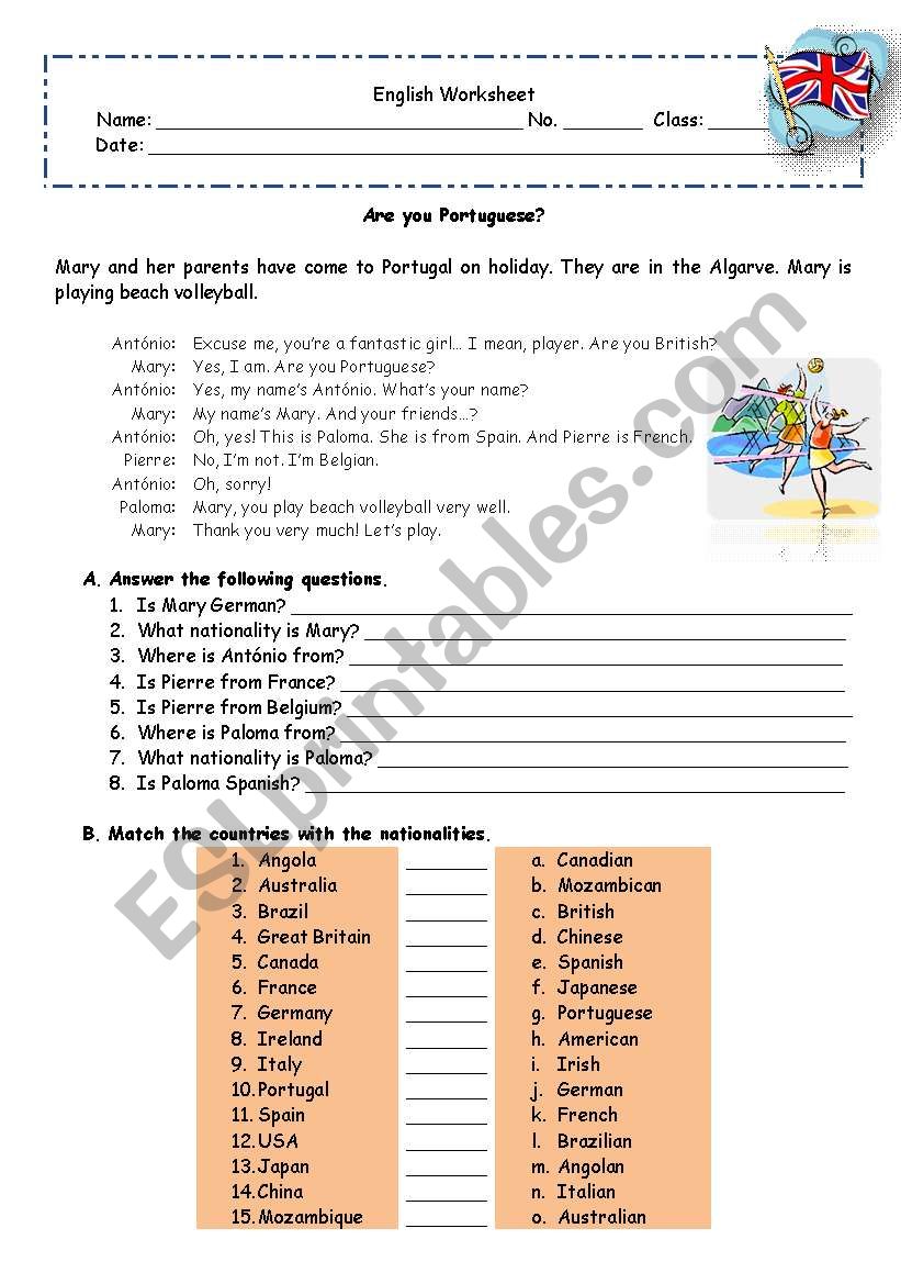 Countries and nationalities worksheet