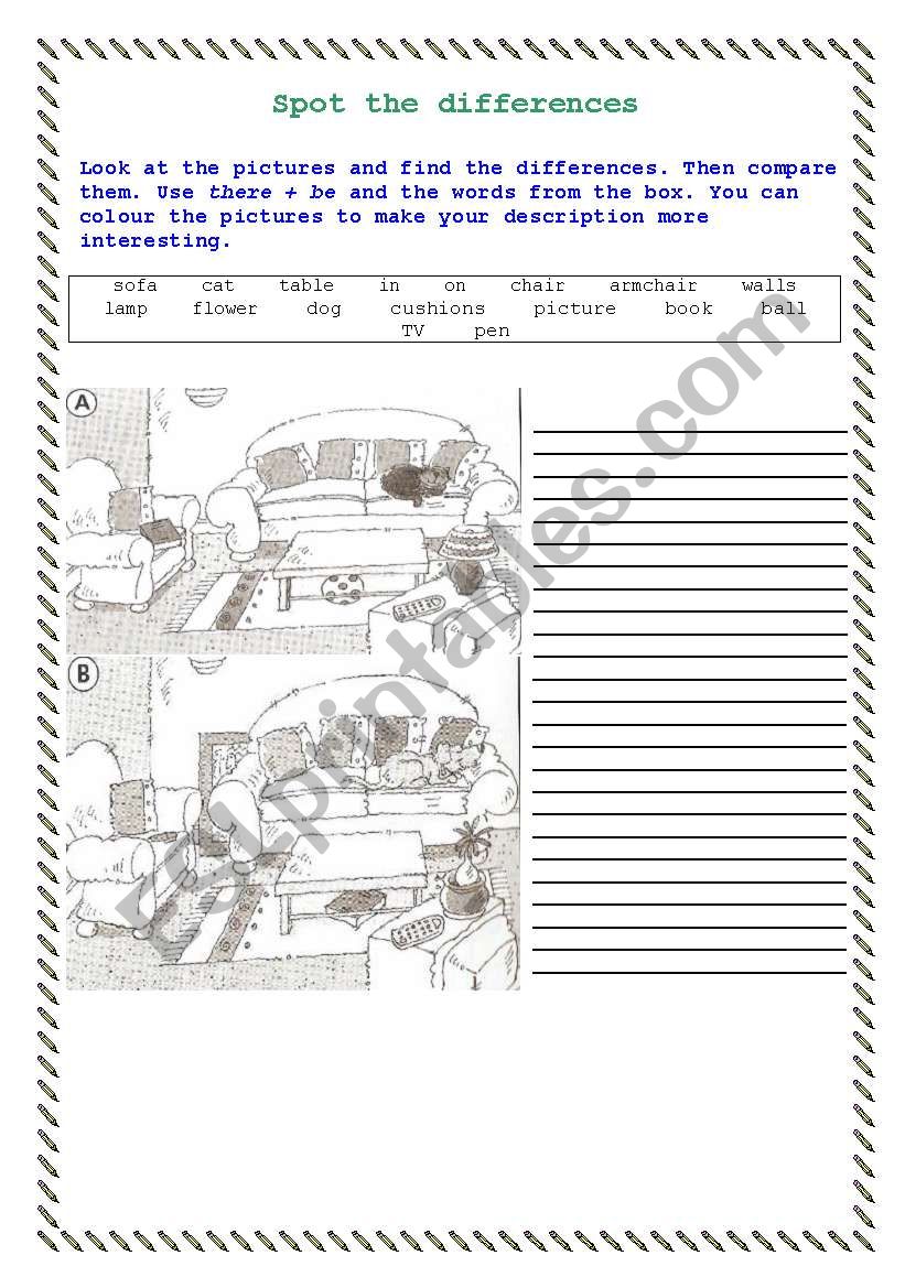 Spot the differences worksheet