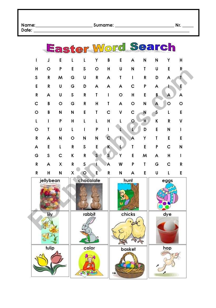 easter crosswords worksheet