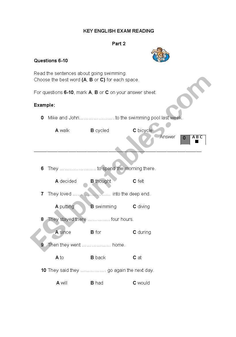 KET Reading Part 2  worksheet