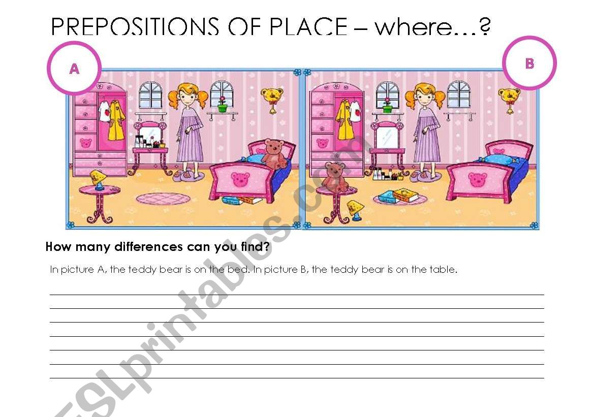 Prepositions of place worksheet