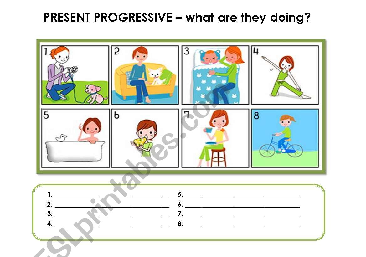 Present progressive - What are they doing?