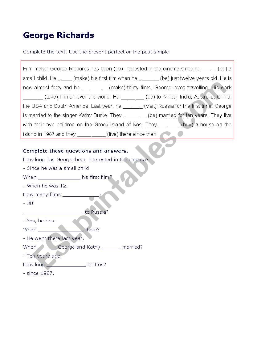 GEORGE RICHARDS worksheet