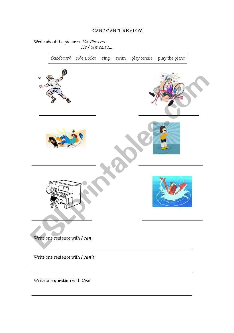 Can/ Cant  worksheet