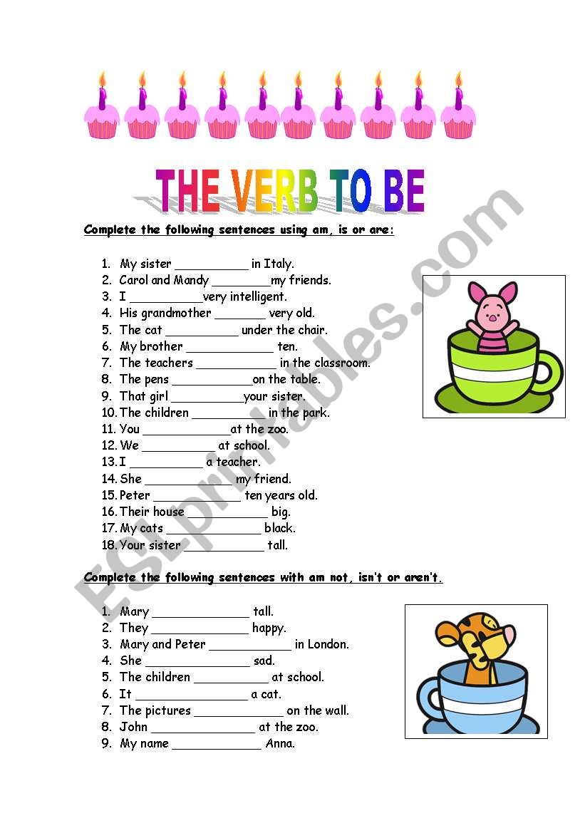 THE VERB TO BE worksheet