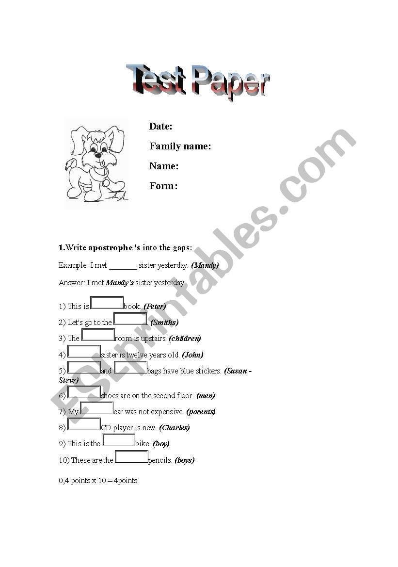 s´ Genitive worksheet